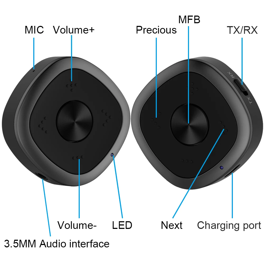 Bluetooth автомобильный комплект Bluetooth 5,0 аудио приемник передатчик Aptx HD LL зажим и микрофон Громкая связь Звонок 3,5 мм AUX Jack беспроводной адаптер