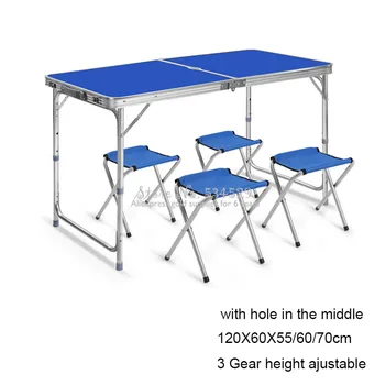 

H 21%Portable Foldable 2/4 Chair aluminum Table Set Stable for Kitchen Dining Outdoor Garden Picnic Camping with Adjustable Legs