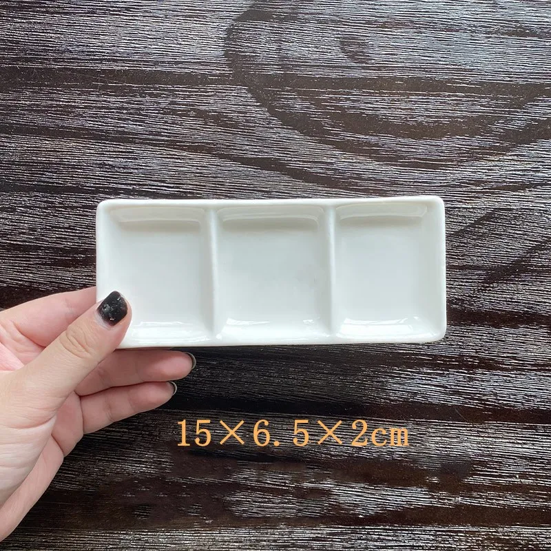 Ceramic Watercolor Palette Large Rectangular Multi-Grid White Porcelain  Easy To Clean Painting Tools for Beginner Artists