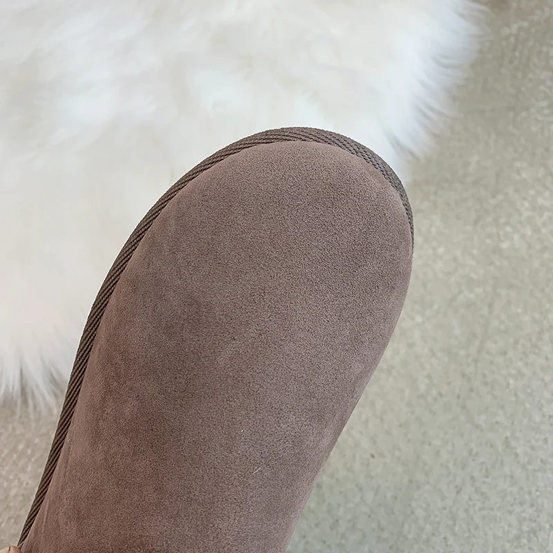 Зимние ботинки женские зимние ботинки г. Новые теплые ботинки на меху женские плюшевые замшевые ботинки на плоской подошве коричневые, Черные ботильоны на платформе