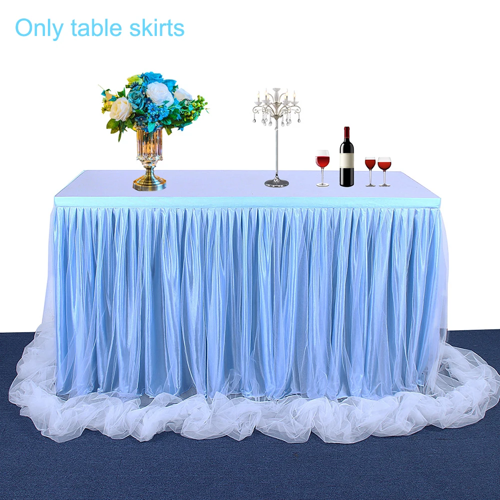 

Wedding Baby Shower Table Skirt Round Rectangle Dessert Tutu Table Skirting Birthday Party Decoration