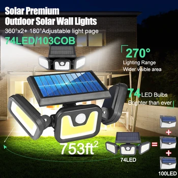 

LED Solar Light Outdoor Solar Lamp Powered Sunlight 3 Modes PIR Motion Sensor for Garden Decoration Wall Lamp Street Rotatable