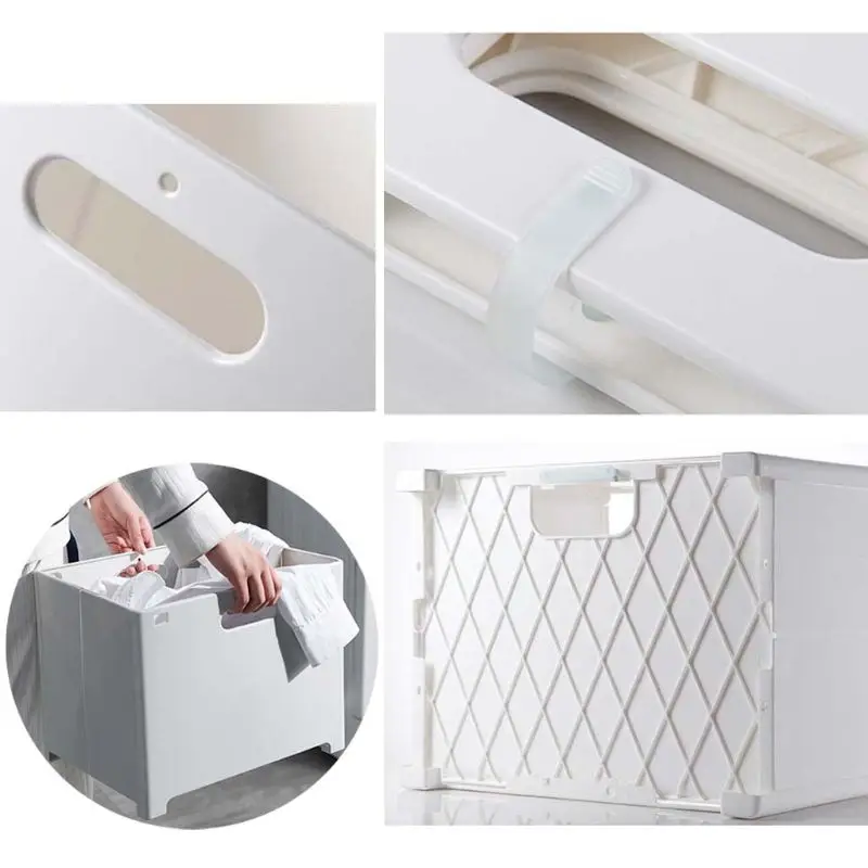 Folding Wall Mounted Clothes Storage Basket Collapsible Laundry Sundries Towels M68E