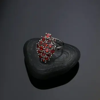 Sweet 925 الفضة مجوهرات الزفاف مجموعات للنساء حجر أحمر مكعب أقراط مرصعة بحجر الزركون/قلادة/قلادة/حلقة/سوار 5