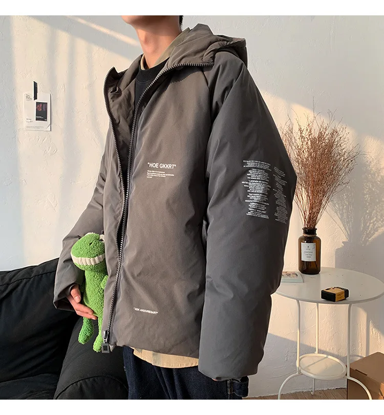 Hong Kong Style Ink Lang Workwear Cotton-padded Clothes Male STUDENT'S Warm Loose-Fit INS down Coat Online Celebrity Douyin Co