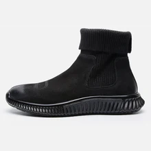 Non Slip Men Snow Boots Waterproof Genuine Leather Mens Chelsea Boots Warm Winter Ankle Boots 3#10/20D50