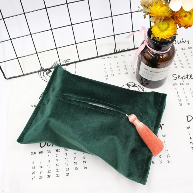 

Nordic velvet tissue box paper roll napkin holder paper cover for car tissue box home desk decoration