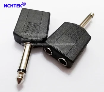 

NCHTEK 6.3mm Mono Plug to Dual 6.3mm Mono Female Audio Jack Connector/Free shipping/30PCS