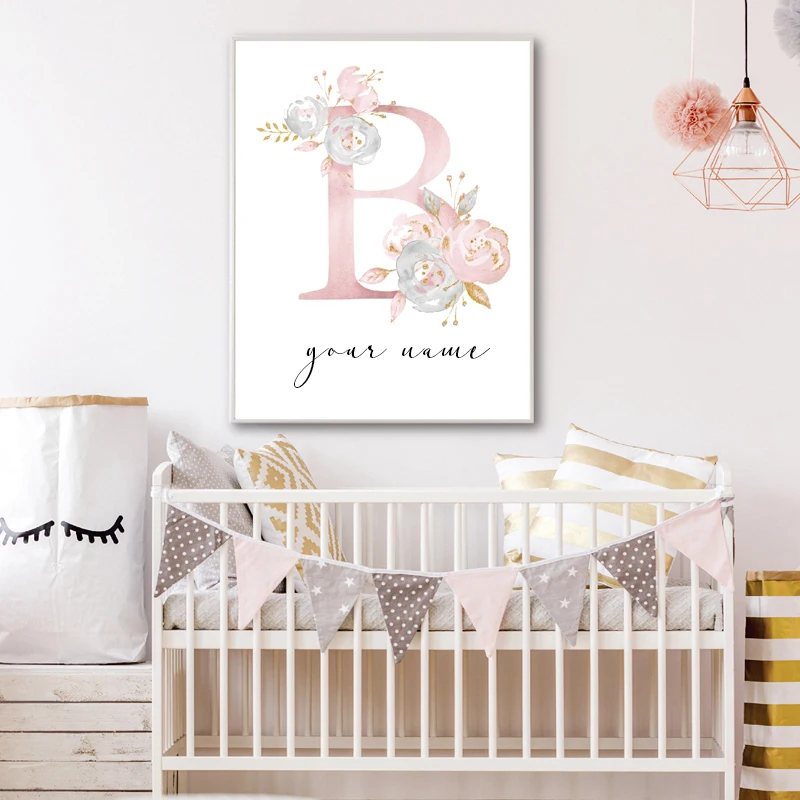 Peony Flower Babi Canvas Prints Baby Girl Room Decoration