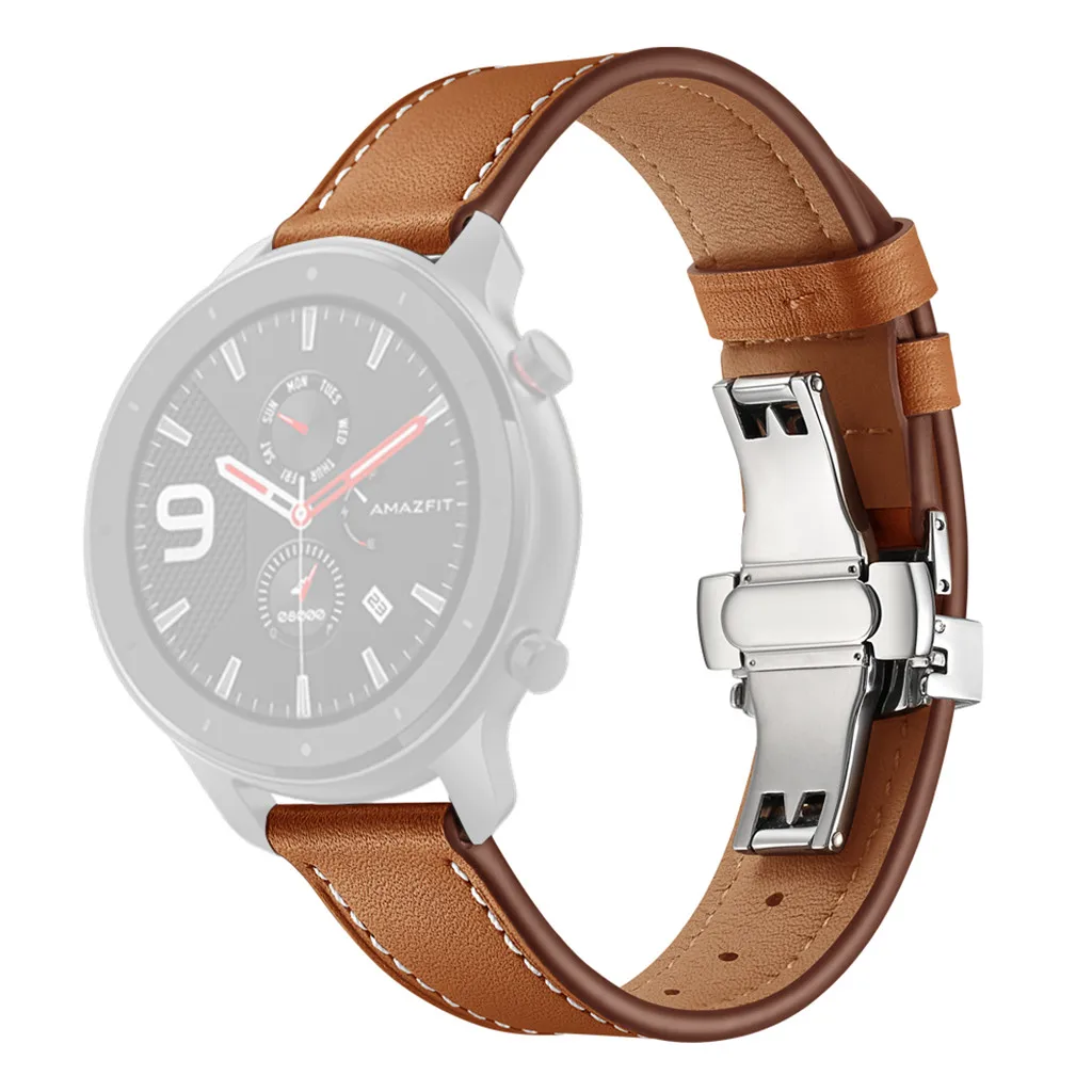 Для Xiaomi Huami AMAZFIT GTR Watch 42/47 мм Бабочка Пряжка Замена кожаный ремешок Смарт-часы аксессуары