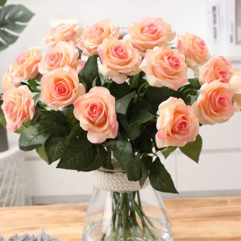 9 шт/лот розы искусственные цветы для свадебных украшений осенний домашний декоративный Шелковый Искусственный цветок вечерние украшения Флер искусственное