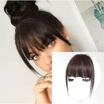 

MUMUPI Fake Hair Bangs Fringe Clip In Pieces Front Extension Neat For Women Girl Synthetic Wigs
