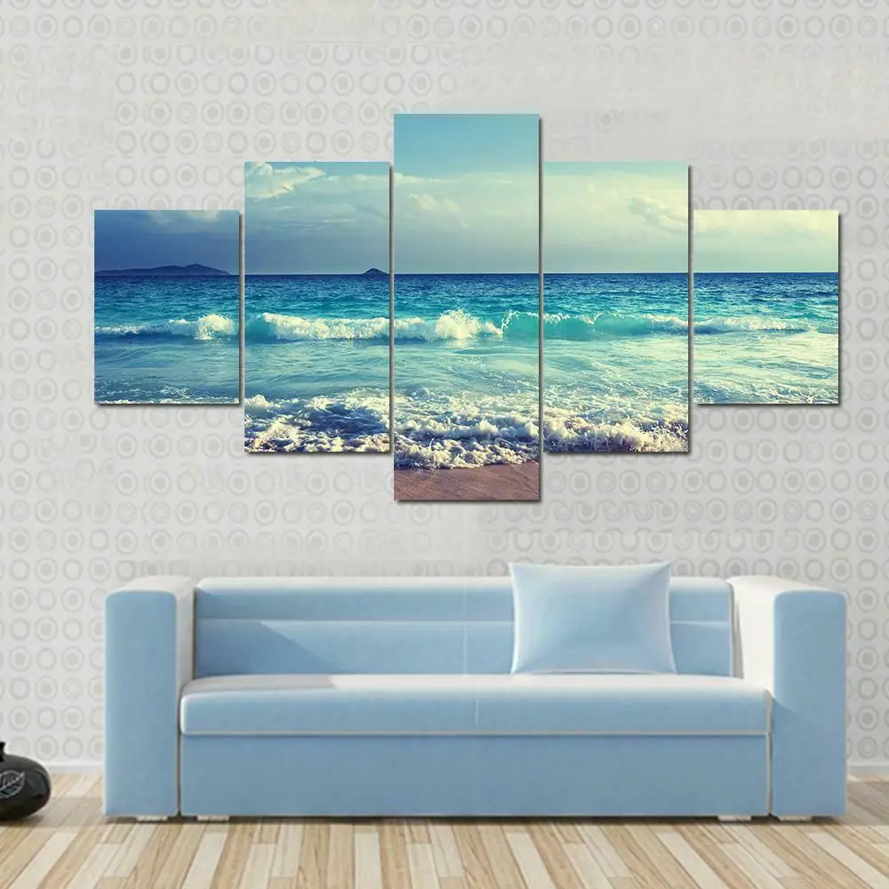 HD Prints Canvas Posters Home Decor 5 Pieces Paintings Wall Art Idyllic Blue Ocean Nature Pictures Modular Living Room No Framed | Дом и сад