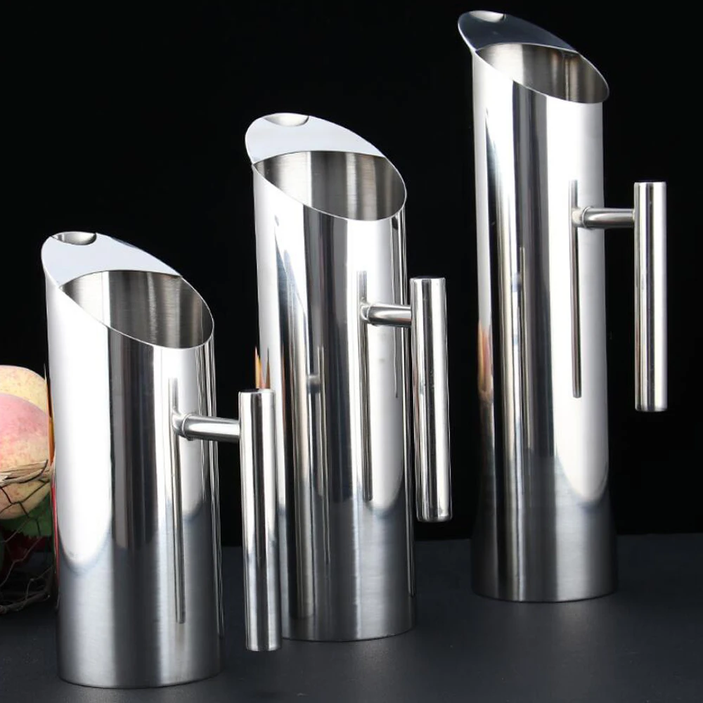 1/1.5/2L Stainless Steel Pitcher Pot for Bar Hotel KTV Restaurant Fantastic Kitchen Cold Water Wine Juice Water Jug glass pitcher cold water jug