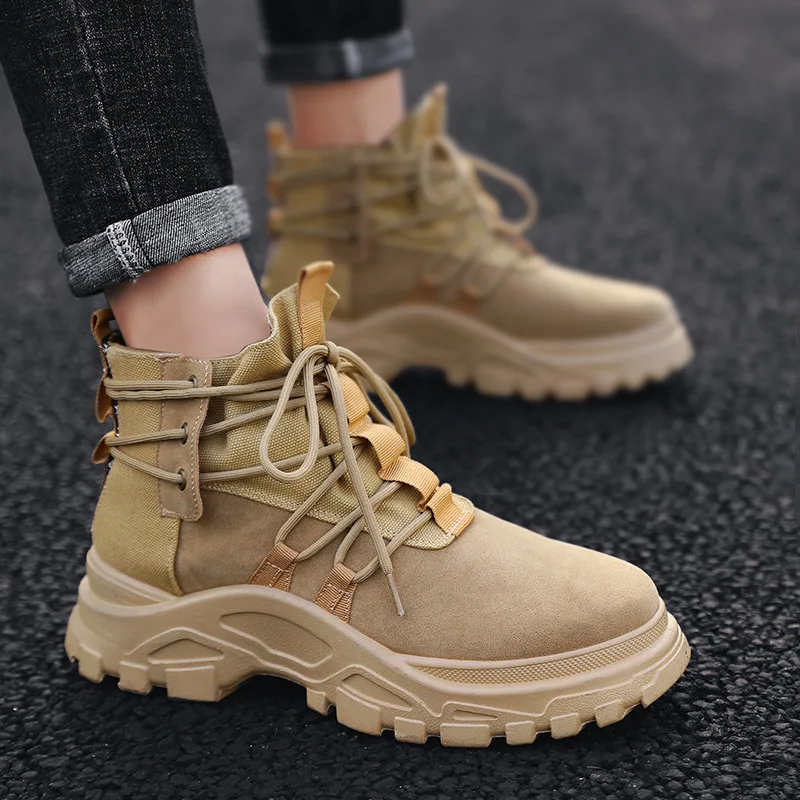 

Winter Men Canvas Suede Hiking Shoes High Top Shoes Men High Quality Sport Hiking Outdoor Desert Shoes Men Boots Hunting