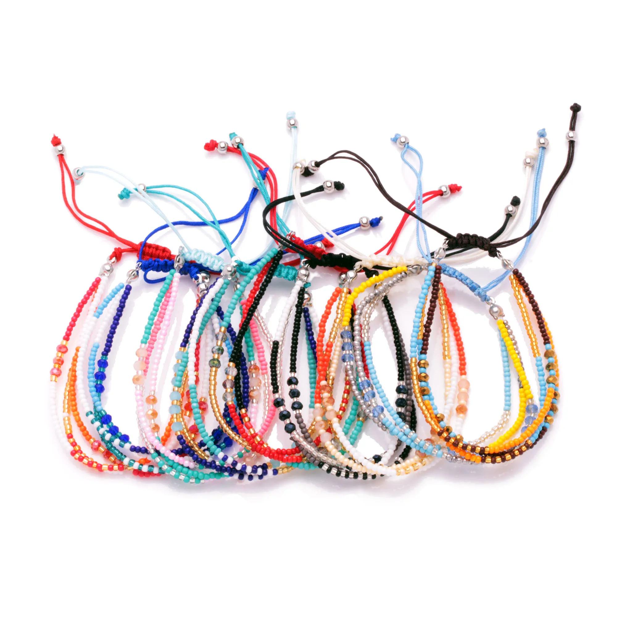 

Multicolored Three Layers MIYUKI Glass Seed Beads Adjustable Bracelet Women Femme Crystal Draw String Knot Triple Boho Jewelry
