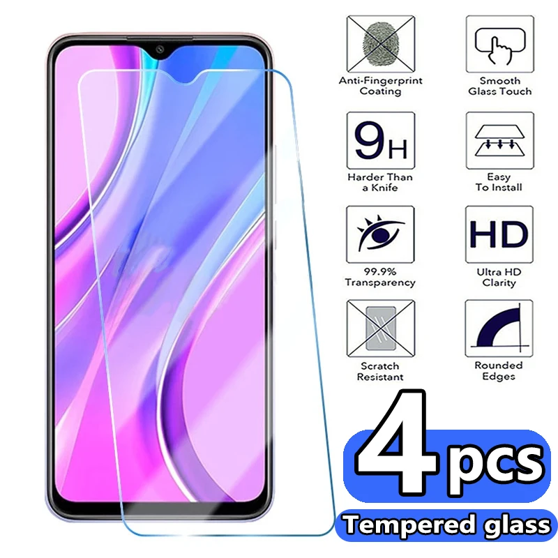 Защитное стекло закаленное для Xiaomi Redmi 7/8/9 A/9T/8/9/10 Pro Max/Note 10 4 шт. | Мобильные