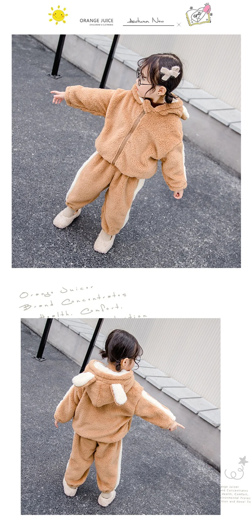 CROAL CHERIE Fashion Fleece Kids Boys Girls Clothes Sets Autumn Winter Baby Clothes Children's Clothing Sets Velvet Coat + Pants (11)