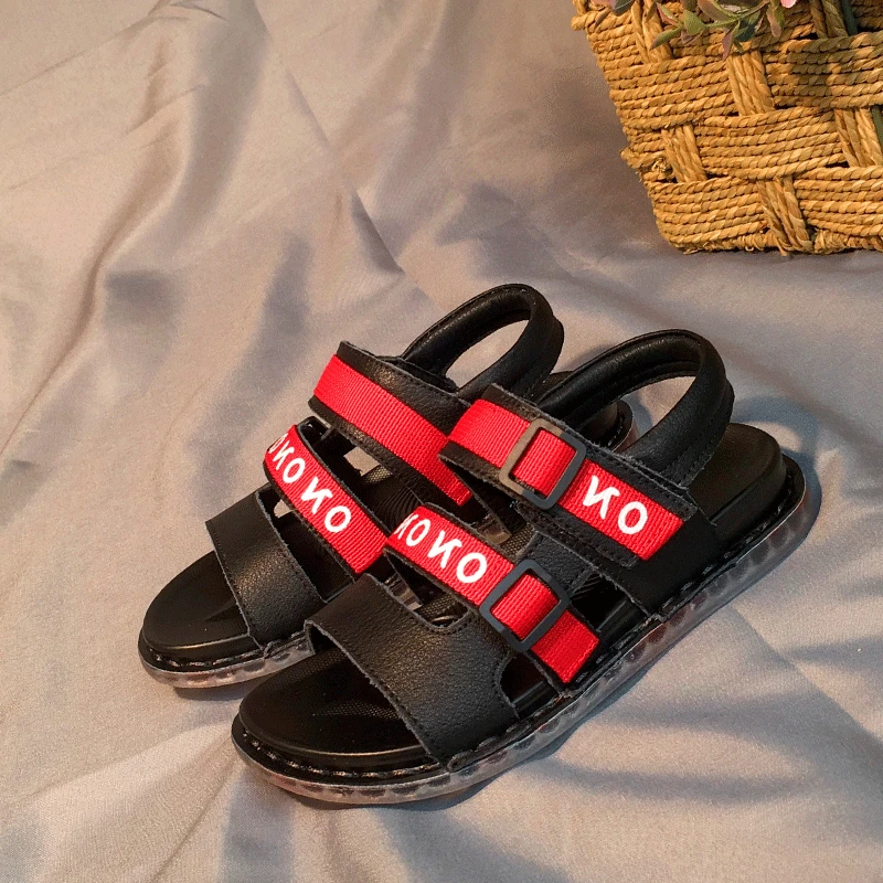 

BOY'S Sandals 2019 Summer Korean-style Casual CHILDREN'S Sandals Transparent Flower Bottom Creative Genuine Leather Middle And L