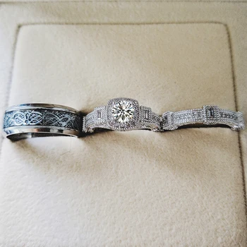 

Real 925 Sterling Silver Couple Wedding Ring Set for Bridal Women and men Finger Gift Africa Fashion Jewelry R5373