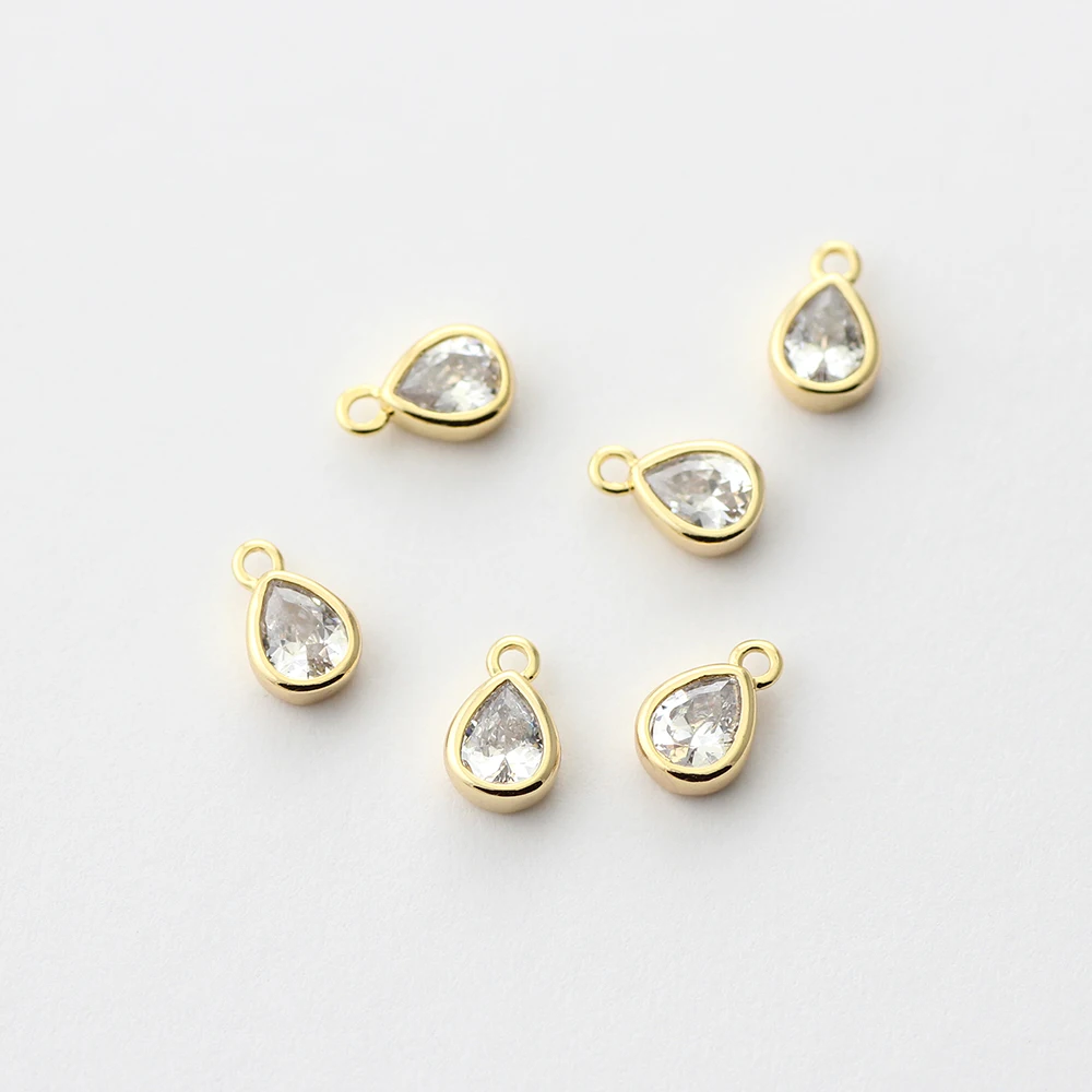 

Циркон в форме капли воды ювелирные изделия ручной работы сделай сам серьги кулон 24K цвета шампанского Позолоченные Латунные изделия 6,5*4 мм