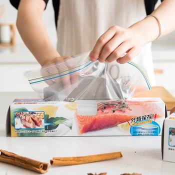 

Extractable Fruit Vegetable Sealed Bag Thicken Food Fresh-Keeping Preservation Bag Markable Time Removable Kitchen Storage Bags