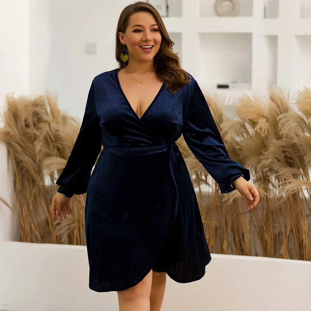 Sukienki vestidos, платье размера плюс, женское платье размера плюс, повседневное, рукав-фонарик, высокая талия, Бандажное, зимнее платье, robe hiver femme