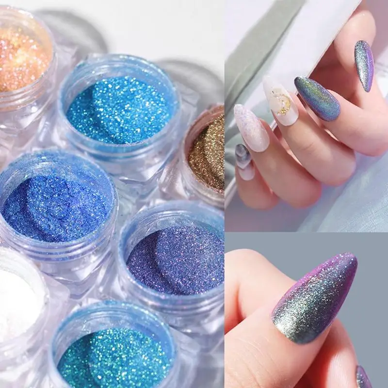 6 Colors/Set Neon Pigment Nail Powder Dust Ombre Glitter Gradient Iridescent Acrylic Art Decoration | Красота и здоровье