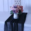 RU015U  cheap party decoration plain black sheer chiffon volie table runner 4