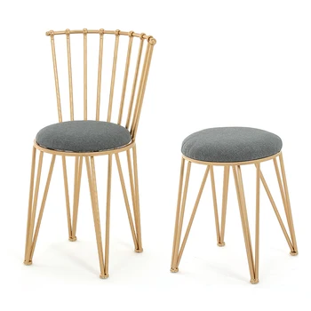 

New Nordic creative dining chair personality simple modern golden casual restaurant metal dressing stool office
