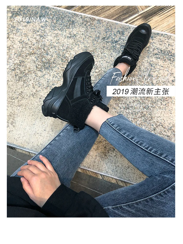 Platform High Top Sneakers Women Genuine leather Female Sneakers Warm Winter Ankle Boots Ladies Women Botas Mujer Sports Sneaker