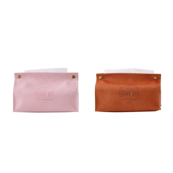 

2Pcs Container Towel Napkin Tissue Holder Ins Nordic Leather Tissue Box Paper Dispenser Tissue Holder Case for Office Home Decor