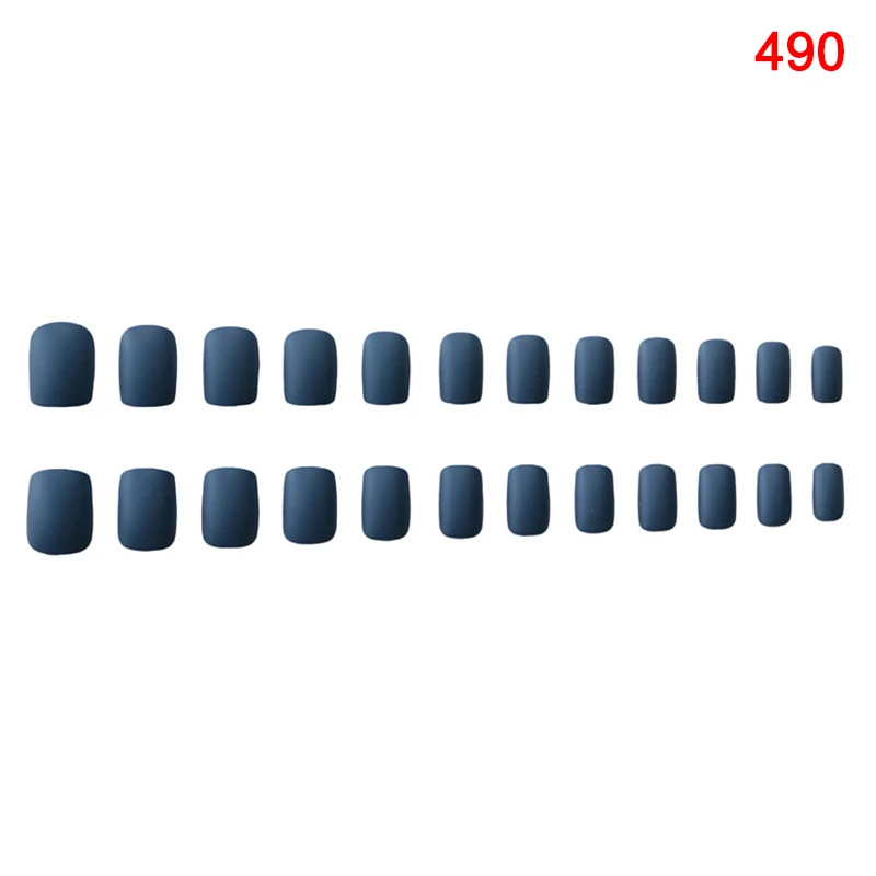 490 24pcs Detachable Wearable Matte False Nails Full Cover Short Style Candy Color Fake Nail ZGOOD - Цвет: 490