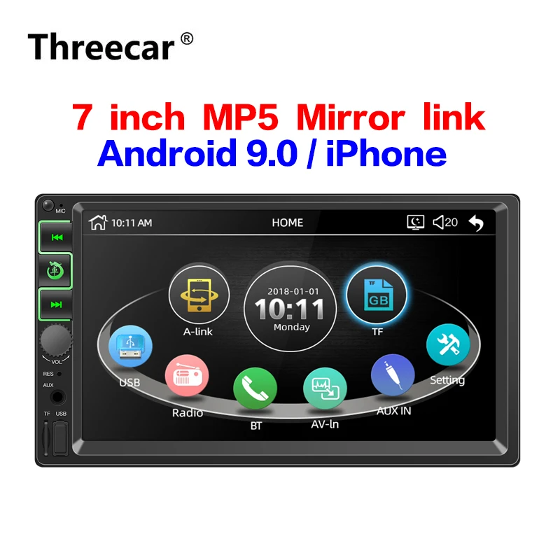 

7 inch 2 din car radio mirror link android 4.4-9.0 bluetooth FM rear view camera Autoradio MP5