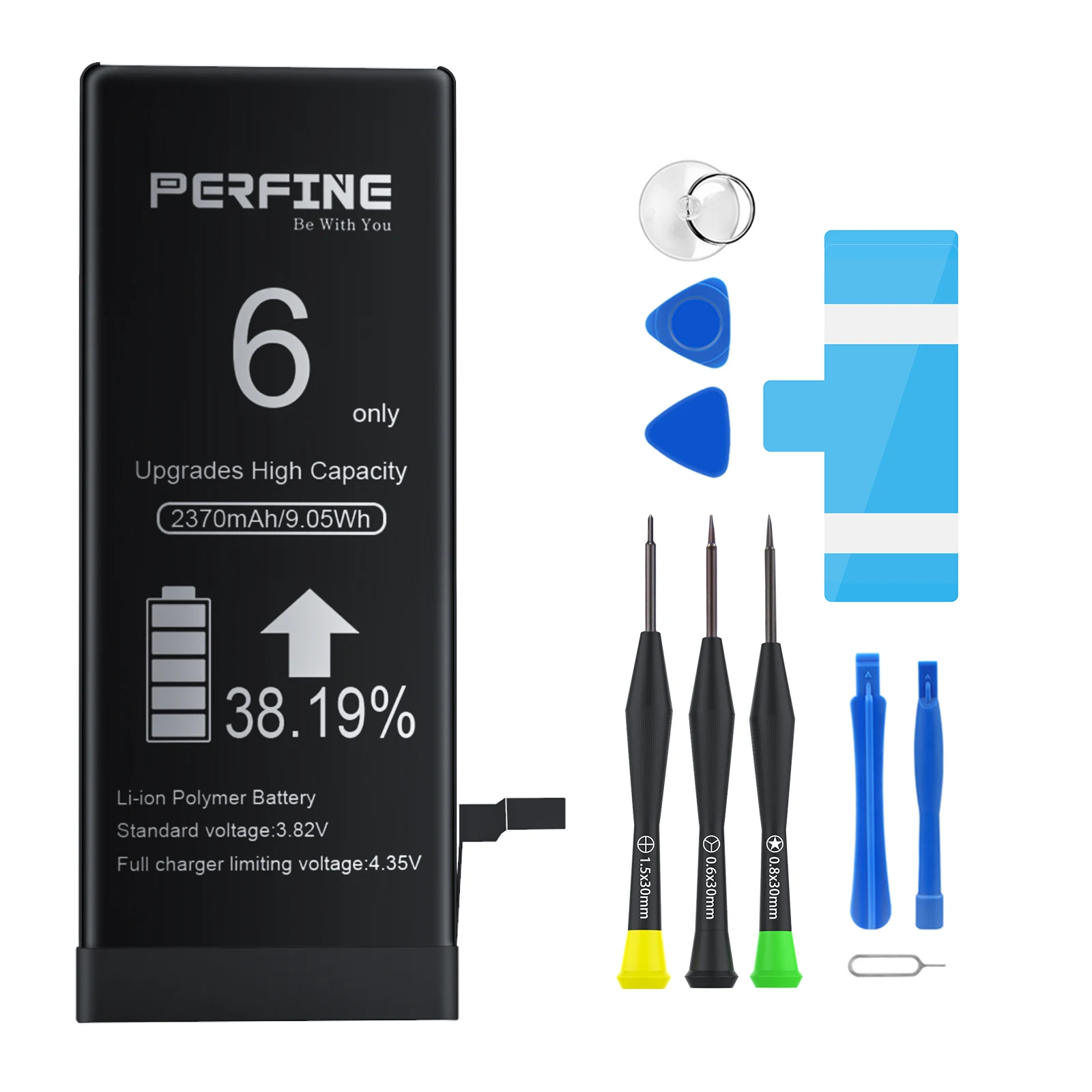 

Perfine Battery for Apple Iphone 6 2370mAh Zero Cycle Installation Li-Polymer Battery with Repair Kit