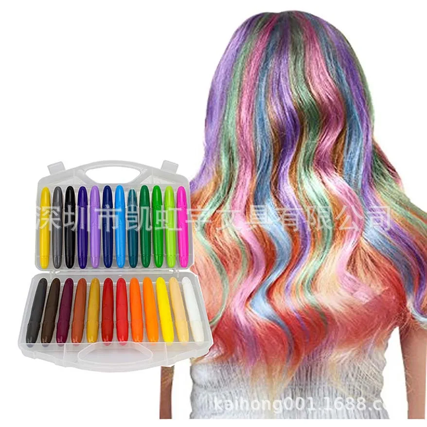

Amazon for 12-Color Hair Dyeing Stick Disposable Washable Hair Dyeing Stick Holiday Party DIY Hair Chalk