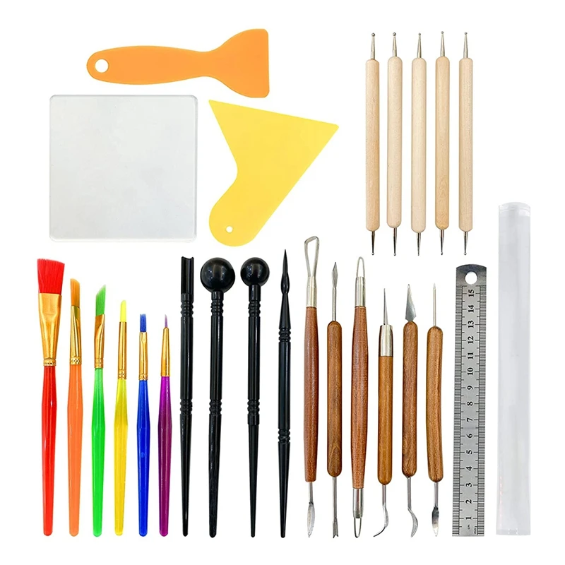 wood pellet press 26 Pcs Polymer Clay Sculpting Tools Kit Pottery Modeling Tool Acrylic Board Ceramic Clay Carving Tools Set for Potters wood router table