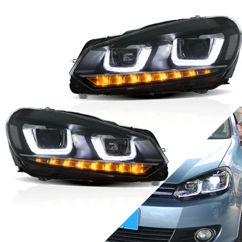 

VLAND Car Styling Headlight For VW Golf6/MK6 2008-2014 LED Day Running Light Front Lamp Moving Turn Signal Head Lamp Assembly