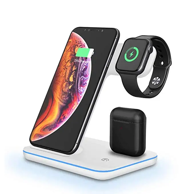 Беспроводное зарядное устройство 3 в 1 для iPhone Airpods Apple Watch 15 Вт Беспроводная