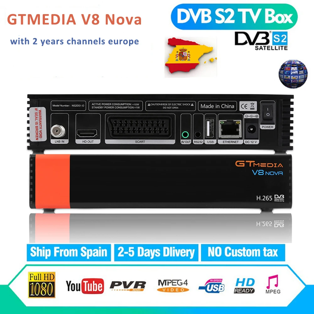2 года европейские каналы GTMEDIA V8 nova спутниковый ресивер DVB S2 Full HD Biult in WIFI рецептор GT