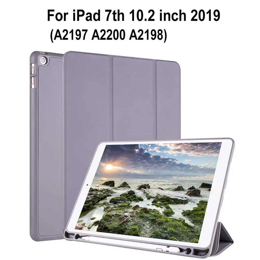 Чехол для iPad 7 10,2 дюймов Air 3 Pro 10,5, чехол для планшета с карандашом, кожаный флип-чехол, умный чехол для iPad Mini 5 4 - Цвет: for iPad 7 10.2 2019