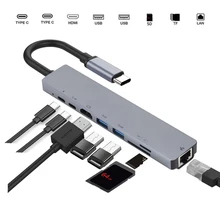 8 в 1 Алюминиевый сплав USB-C концентратор к HDMI+ USB 3,0+ PD зарядный кабель RJ45 Ethernet Micro SDTF OTG адаптер 3 в 1 5 в 1 6 в 1