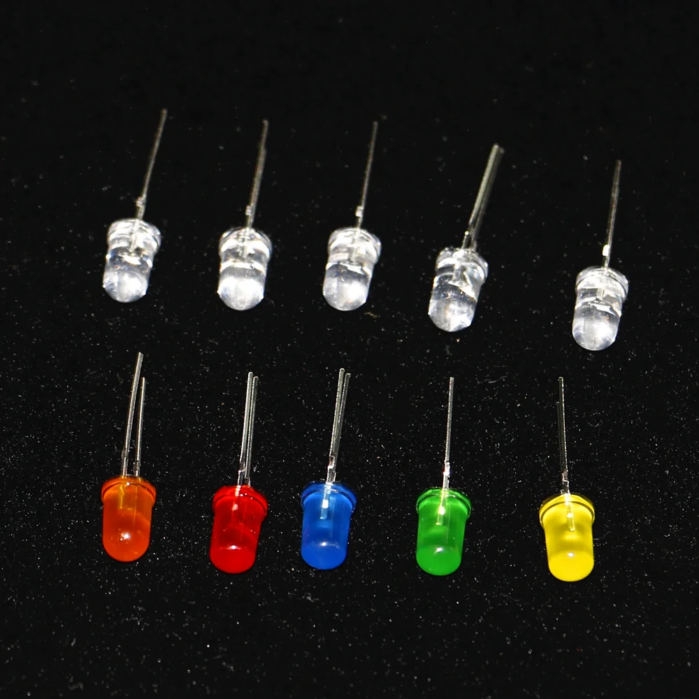 Kit Assortimento 200 LED Da 5 Mm, 10 Valori, 5 Colori, Luce Brillante Rotonda, Per Hobbistica