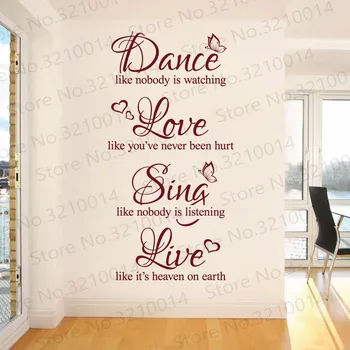 

Quote Vinyl Wall Art Sticker Dance Like Nobody Is Watching Home Decals Decoration Mural PW324