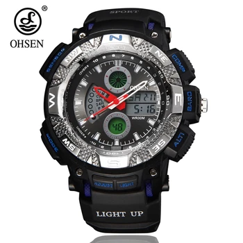 

OHSEN Fashion Watch Men Blue G Style Waterproof LED Sports Military Watches Shock Men's Quartz Digital Watch relogio masculino