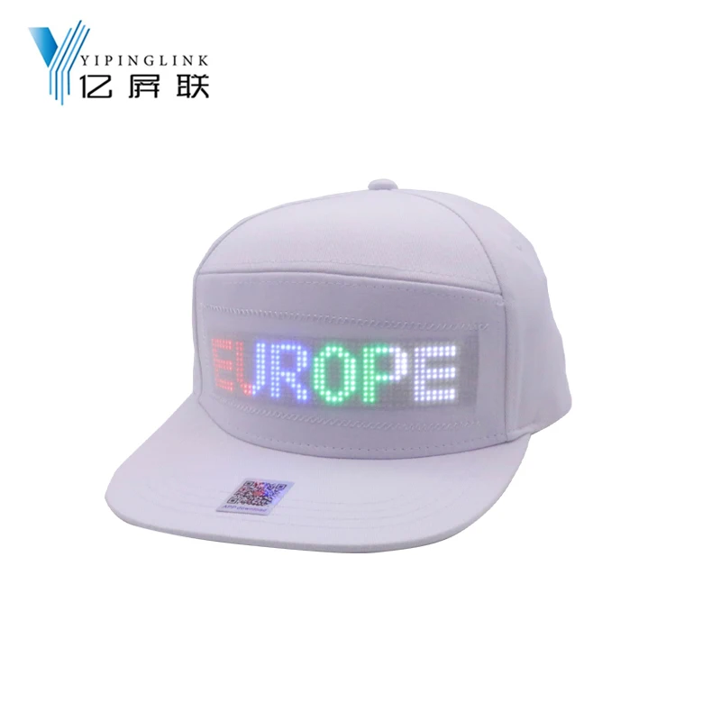

Bluetooth programmable scrolling LED moving text cap with LED display global language rechargeable RGB LED message DIY hat