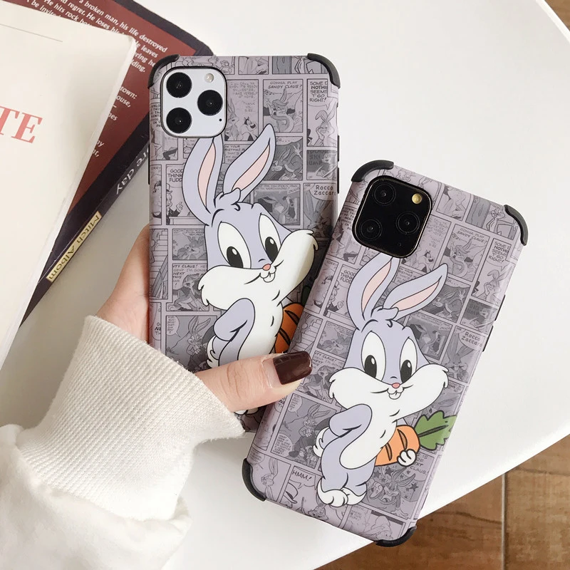 Мультяшный чехол для телефона с кроликом iphone 11 Pro Max XS XR X 6S 6 7 8 Plus противоударный