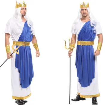 

Sea King Poseidon Costume Men Halloween Olympus Gods Zeus Cosplay Festival Parade Carnival Masquerade Masked Party