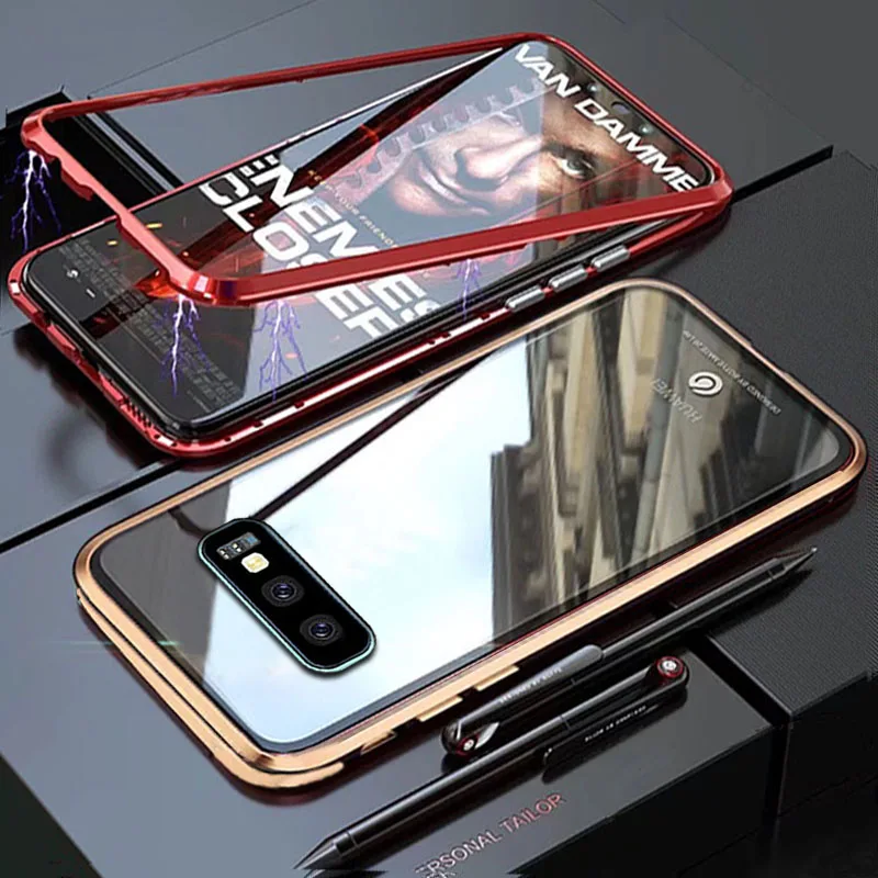 Чехол YonLinTan Coque для samsung galaxy S10 Lite Plus S 10 S10Lite, Металлическая магнитная рамка, адсорбционные чехлы из закаленного стекла