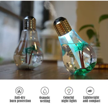 

400ml Creative LED Lamp Air Ultrasonic Humidifier For Home Essential Oil Atomizer Air Freshener Mist Maker With LED Night Light